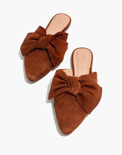 The Remi Bow Mule Bow Mules, Strappy Sandals Flat, Flat Mules, Madewell Shoes, Studded Heels, Suede Mules, Slip On Mules, Women's Mules, Womens Mules