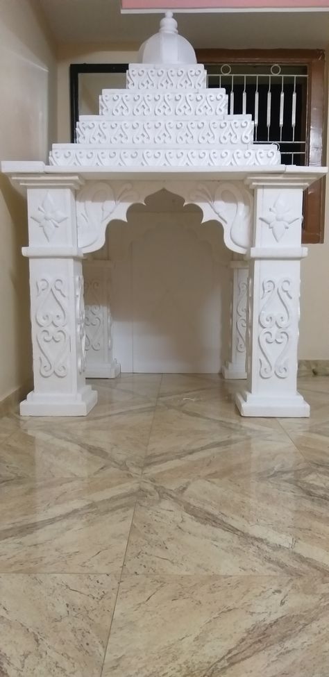 Thermocol Temple Design, Tharmacol Art Decoration Home, Tharmacol Art Decoration Ganpati, Tharmocol Decoration, Tharmacol Art Decoration, Temple Drawing Indian Simple, Ganpati Pandal, Flower Decoration For Ganpati, Ganpati Picture