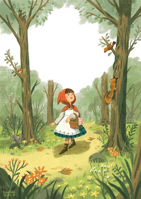 Little Red Riding Hood on Behance Red Riding Hood Art, 동화 삽화, Picture Books Illustration, Forest Illustration, Book Illustration Art, Children Book, Art Et Illustration, Children Book Cover, Little Red Riding Hood