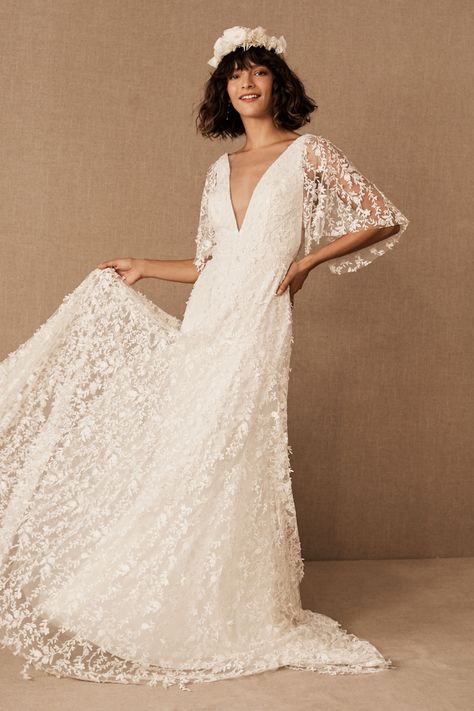 Say Hello to BHLDN's Spring 2020 Wedding Dresses | Junebug Weddings Bhldn Wedding Dress, Bhldn Wedding, Woodsy Wedding, Bridal Ideas, White Wedding Dress, Jenny Yoo, Wedding Dresses Photos, Bohemian Bride, Gowns Wedding