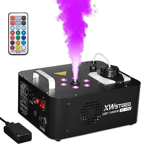 Vertical Fog Machine with 6 LED Lights and Wireless Remote Control for Stage Halloween Wedding DJ Parties Fog Machines, Fog Machine, Colored Lights, Make A Room, Dj Party, Septic Tank, Wedding Dj, Stage Lighting, Red Button