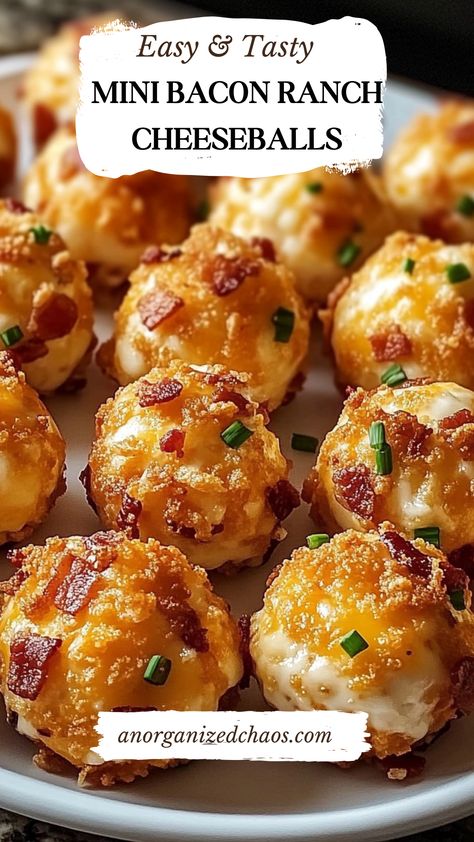 Mini Bacon Ranch Cheeseballs Cool Appetizers For Party, Breakfast Party Appetizers, Bunco Appetizers Easy, Bacon Pretzel Rods, Appetizers For Bunco Night, Appetizer Recipes For Small Group, Bacon Bits Recipes Appetizers, Cheese Bacon Crispies, Yummy Finger Food Ideas