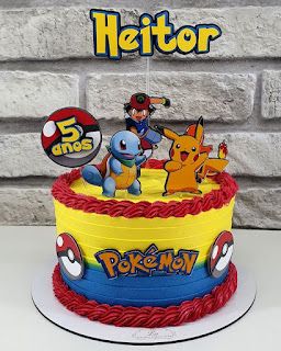 89 ideas para Cumples de Pokemon Pokemon Party Cake, Pokemon Birthday Cake Buttercream, Pokemon Cakes Birthday Boys, Pokemon Cake Charizard, Pokemon Birthday Cake Ideas, Simple Pokemon Cake, Pokemon Birthday Cake Boys, Diy Pokemon Cake, Pokemon Cake Birthday