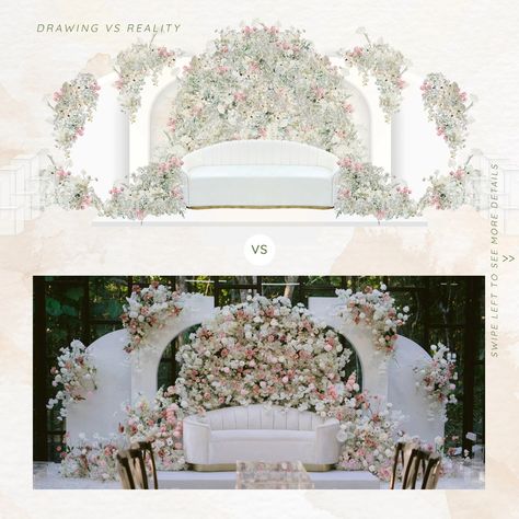 Wedding 3d Design, All White Proposal, Pelamin Rumah, Wedding Pelamin, Dekor Akad, White Wedding Backdrop, Wedding Dais, Engagement Board, Butterfly Wedding Dress