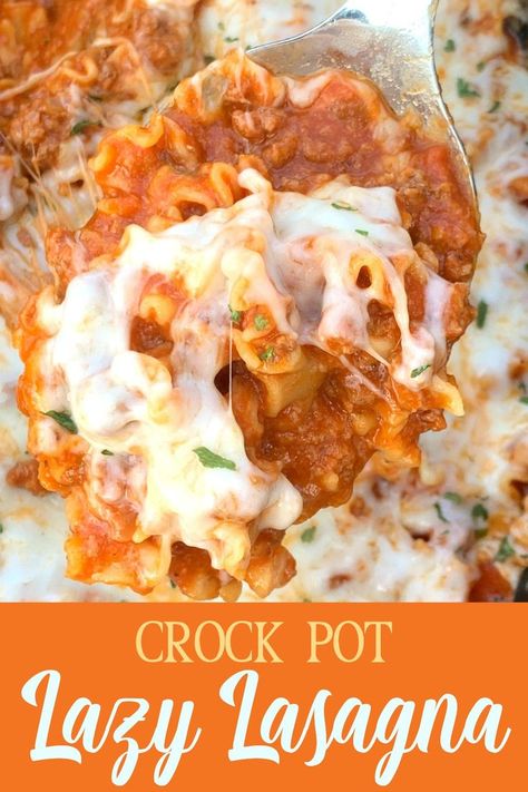 Making Lasagna in the crock pot is a super easy meal and the BEST way to make lasagna for our busy family! Mini lasagna noodles make the meal fun to eat! Tender pasta covered in an easy homemade meat sauce and covered with cheese makes an easy slow cooker meal that my family craves. Some call it Lazy Crock Pot Lasagna because there is very little effort required to be successful. Lazy Crock Pot Lasagna, Recipes With Lasagna Noodles, Pot Lasagna Recipe, Crock Pot Lasagna, Making Lasagna, Hamburger Meals, Mini Lasagna, Crock Pot Lasagna Recipe, Homemade Meat Sauce