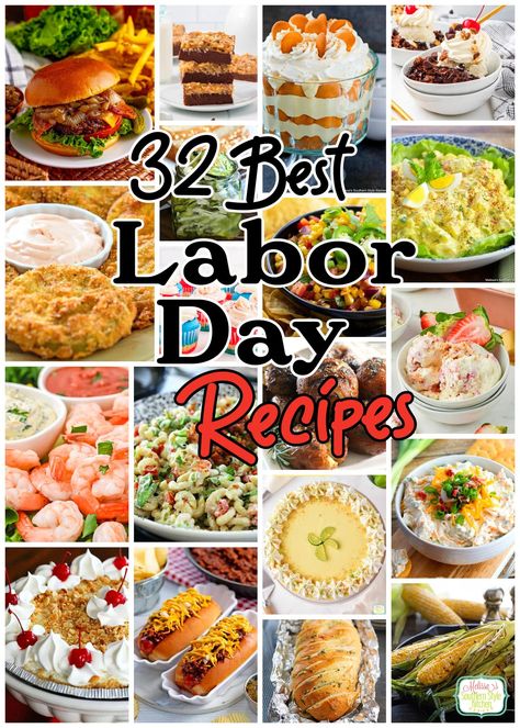 32 Best Labor Day Recipes - melissassouthernstylekitchen.com Labor Day Cookout Ideas, Labor Day Meals, Best Bbq Food, Make Ahead Side Dishes, Easy Hot Dog Chili, Bison Burger Recipe, Food Network The Kitchen, Labor Day Cookout, Labor Day Food