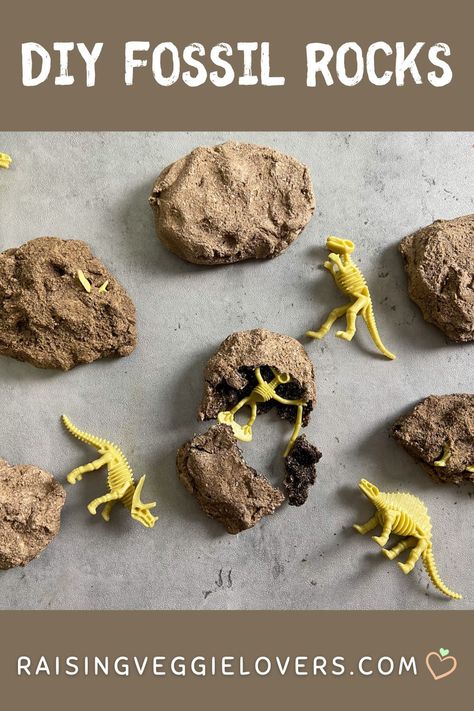 Do you have a dinosaur loving kid like I do? If so, try these DIY dinosaur fossil rocks! They're easy to make and so much fun to break open and discover dinosaurs! #dinosaurs #dinosaurfossils #diy #diyfossils #kidsactivities #preschoolactivities #kindergartenactivities #homeschool #paleontology Dinosaurs Fossils Preschool, Easy Fossil Activity, How To Make Dinosaur Fossils, Dinosaur Excavation Kit Diy, Fossil Themed Party, Diy Dinosaur Fossil Dig, Diy Dino Fossils, How To Make Fossils, Kids Fossil Dig