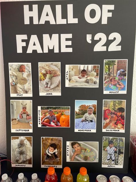 Hall of Fame first year monthly photo poster board 
#baseball
#baseballparty
#firstbirthday
#rookieoftheyear
#rookieyear Hall Of Fame First Birthday, Photo Poster Board, Birthday Hall, Bday Photoshoot, Rockies Baseball, Baseball Hall Of Fame, Milestone Pictures, Toddler Birthday Party, Baseball Posters