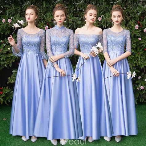 Bridesmaid Dresses Brokat, Dress Hijab Party, Braidsmaid Dresses, Kebaya Modern Dress, Bridesmaid Dresses Satin, Dress Pesta, Sisters Dress, Backless Wedding, Satin Bridesmaid Dresses