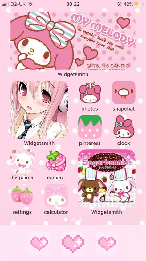 Kawaii Homescreen Ideas, Cute Core Homescreen, Iphone 6 Aesthetic, Cute Homescreen Ideas, Kawaii Homescreen, Cutecore Homescreen Ideas, Kawaii Phone Theme, Kawaii Widgets, Iphone Kawaii Theme