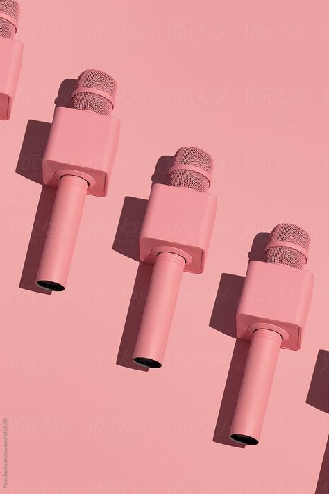 "Pink Microphones On Pink Background. Repetition Pattern." by Stocksy Contributor "Pixel Stories" - Stocksy Pink Podcast Aesthetic, Pink Microphone Aesthetic, Podcast Background, Pink Microphone, Repetition Pattern, Podcast Aesthetic, Two Lips, Pink Phone, Visual Board