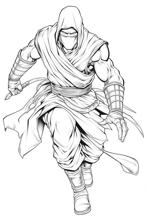 Free Coloring Page of shinobi warrior for Adults and Kids – Bujo Art Shop Coloring Pages For Men, Warrior Coloring Pages, Warrior Sketch, Canada Painting, Pen Vector, Man Coloring Pages, Bujo Art, Warrior Drawing, Farm Animal Coloring Pages