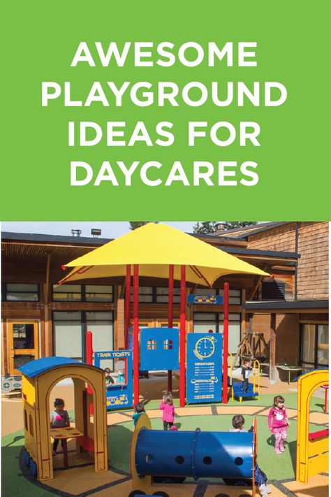 Children need to play outside. Bring a playground to your daycare! Awesome playground ideas for any size space. #playquestrecreation #canada #daycaredesignideas #daycaredesign #playgrounds Preschool Playground Design, Daycare Playground Ideas Outdoor Play Spaces, Childcare Playground Ideas, Toddler Playground Ideas, Daycare Playground Ideas, Preschool Playground Ideas, School Playground Ideas, Playground Preschool, Preschool Playground Equipment