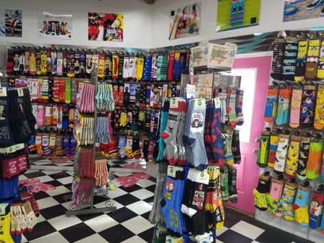 Socks Shop Design, Pizza Socks, Chocolate Store, Sock Store, Silly Quotes, Sock Lovers, Amusement Park Rides, Favorite Cartoon Character, Store Interior