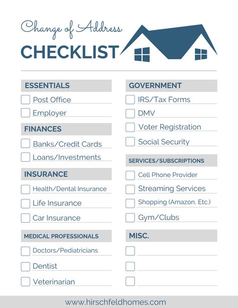 Change of Address Checklist | Hirschfeld Apartment Homes Address Change Checklist, Change Address Checklist, Change Of Address Checklist, Candle Photography Dark, Moving Hacks, Moving Hacks Packing, Candle Photography, Change Of Address Cards, Address Change