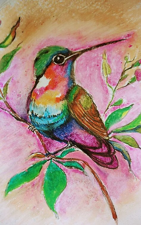 Oil pastel onpaper Oil Pastel Bird, Ganesha Painting, Bird Wings, Flora And Fauna, Spring Colors, Oil Pastel, Ganesha, Watercolour Painting, Art Drawing