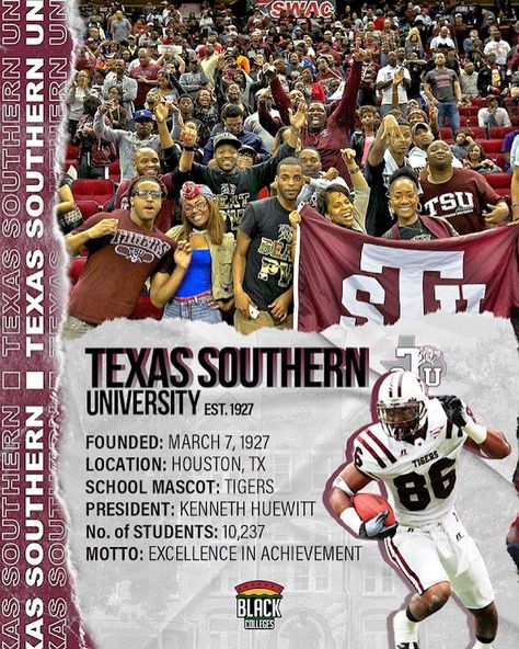 Texas Southern University Aesthetic, Hbcu Life, Texas Southern University, Hbcu Colleges, College Pictures, Southern University, College Life Hacks, Texas State University, Dream College