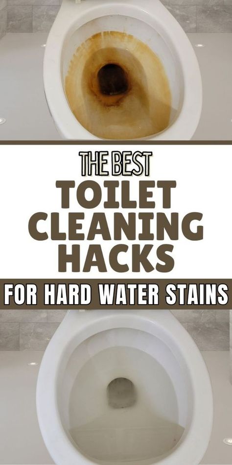 The house cleaning tips you need for the easiest way to get rid of hard water stains from the toilet DIY Bathroom cleaning hacks, tips and tricks for toilet cleaning under rim and in toilet bowl. Easy and effective methods for removing stubborn toilet stains. The best toilet cleaning hacks hard water stains using natural cleaning products. Toilet stains how to get rid of with this DIY hard water stain remover to remove water stains. Deep Cleaning Tips to remove brown stains from toilet Heavy Duty Toilet Bowl Cleaner, How To Remove Black Stains From Toilet, Toilet Bowl Cleaner Diy Hard Water, Clean Ring In Toilet Bowl, Best Toilet Cleaning Hacks, Toilet Ring Remover Hard Water, Remove Rust From Bathtub, Cleaning The Toilet Tank, How To Clean Your Toilet