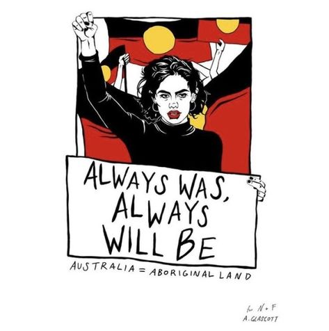 "Always Was, Always will Be - Australia = Aboriginal Land"  Artist: Alice Glascott, illustration featuring Aboriginal activist Aretha Brown. Always Was Always Will Be Aboriginal, Activist Illustration, Solidarity Art, Evonne Goolagong, Aboriginal Craft, Feminist Inspiration, Aboriginal Art Australian, Indigenous Australia, Law Practice