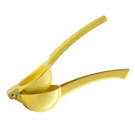 Lemon Citrus Squeezer by Oggi   Die-cast Aluminum with an Yellow Non-Stick Coating. Kitchen Bohemian, New Kitchen Gadgets, Lemon Juicer, Citrus Squeezer, Manual Juicer, Lemon Squeezer, Citrus Juicer, Yellow Kitchen, Restaurant Equipment