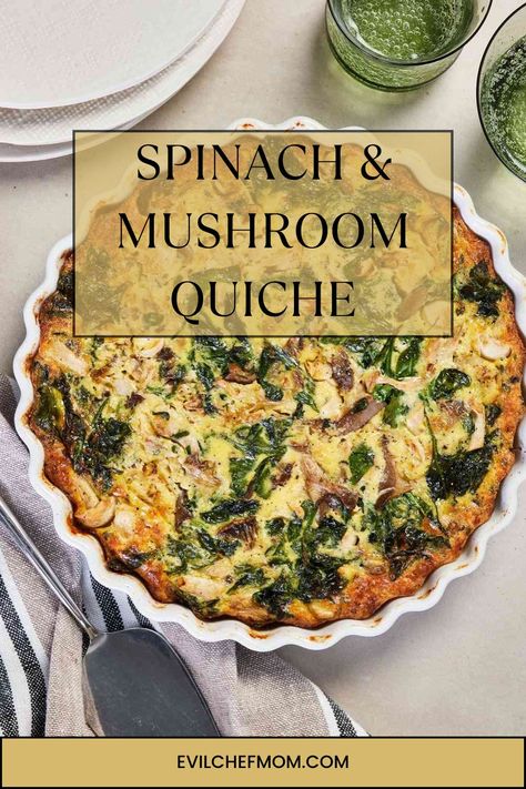 Spinach & Mushroom Quiche Quiche Mushroom, Mushroom Spinach Quiche, Spinach And Mushroom Quiche, Spinach Mushroom Quiche, Mushroom And Spinach Quiche, Vegetarian Quiche Recipes, Vegetarian Quiche, Mushroom Quiche, Spinach And Mushroom