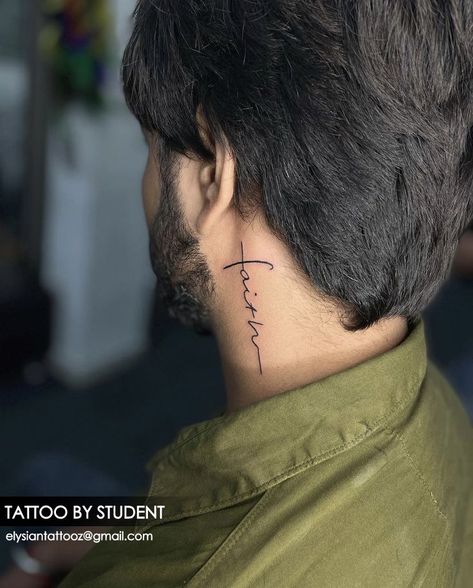 Fe Neck Tattoo, Faith Neck Tattoo Men, Bible Neck Tattoo, Om Neck Tattoo Men, Shiv Neck Tattoo, Om Tattoo Neck, Neck Tattoo For Boys, Cruz Tattoo, Tattoo Boy