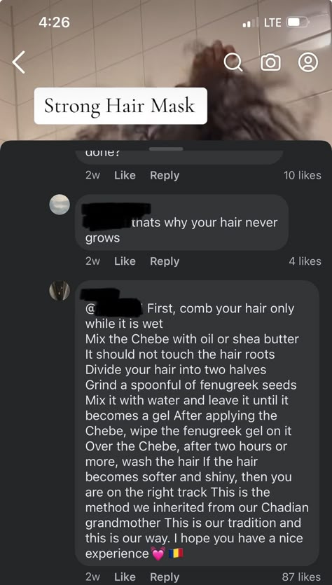 Chebe Powder Hair Mask Tip. Make sure it does not touch the roots/scalp - it will become irritated and itchy. Chebe is only for the hair. Chebe Powder For Hair Growth, Chebe Powder, Curly Head, Stop Hair Breakage, Natural Hair Growth Tips, Curls For The Girls, Hair Growing Tips, Oh My Goddess, Hair Growing