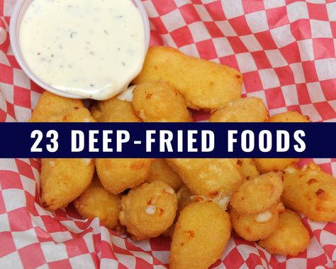 Deep Fried Fair Food, Deep Fried Foods, Fried Ravioli Recipe, Cheese Curds Recipe, Fried Zucchini Recipes, Deep Fried Bananas, Fried Cheese Curds, Deep Fried Recipes, Fried Recipes