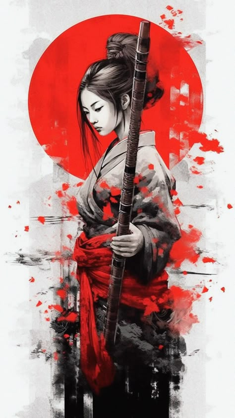 Gotik Tattoo, Guerriero Samurai, Japanese Art Samurai, Samurai Tattoo Design, Female Samurai, Japanese Pop Art, Samurai Wallpaper, Samurai Artwork, Geisha Art