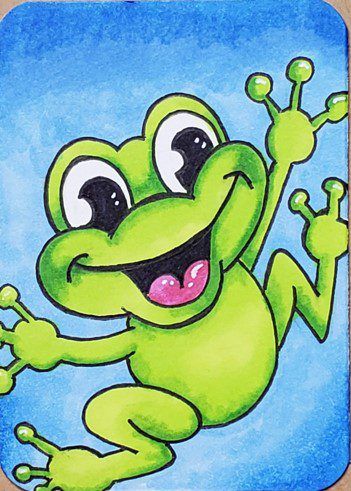 Silly Frog Drawings, Funny Frog Painting, Funny Frog Pictures, Drawings With Markers, Frogs Drawing, Frogs Cute, Draw A Frog, Draw Outline, Frog Rock