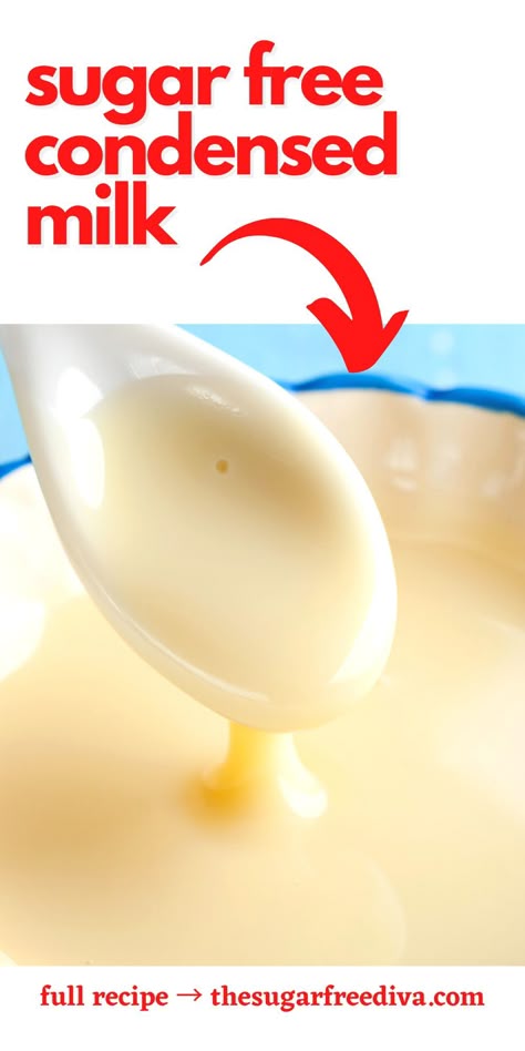 Diy Condensed Milk, Sugar Free Condensed Milk, Sugar Free Desserts Easy, Hp Sauce, Sugar Free Baking, Sugar Free Recipes Desserts, Sugar Free Treats, Sugar Free Sweets, Postre Keto