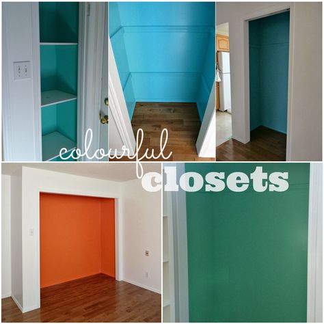 Closet Color Ideas Paint, Townhouse Closet, Storage Cupboard Ideas, Modern Teen Room, Linen Closet Makeover, Diy Doily, Small Linen Closets, Painted Closet, Orange Rooms