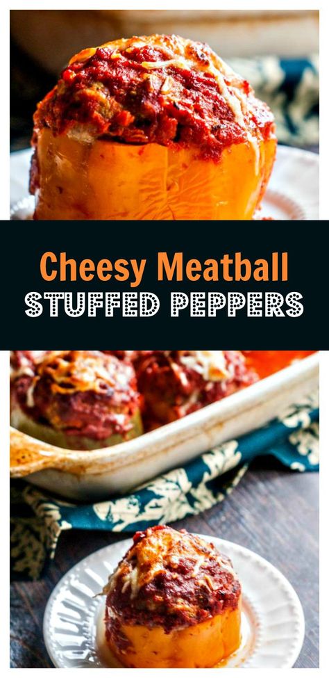 Main Entree Recipes, Stuffed Vegetables, Stuffed Meatballs, Cheesy Meatballs, Meatball Dinner, Sweet Bell Peppers, House Guests, Tasty Dinner, Skillet Dinners