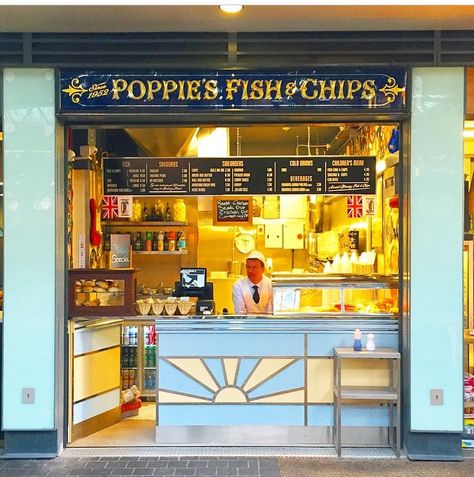 Poppies Fish And Chips London, Fish And Chips Aesthetic, Fish And Chips London, Fish And Chips Shop, Fish And Chips Restaurant, Dad Aesthetic, Seaside Cafe, Mejuri Jewelry, Fish And Chip Shop