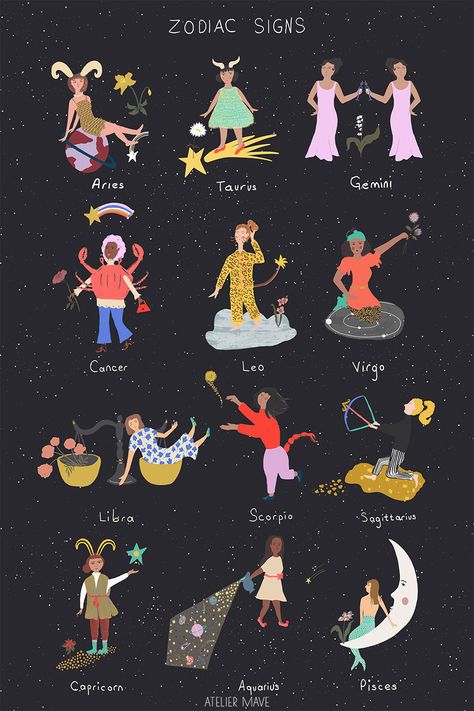 Zodiac Sign Illustrations- 2021 Zodiac Signs Design Symbols, Horoscope Signs Illustration, Zodiac Signs Illustration Symbols, Horoscope Illustration Zodiac, Zodiac Sign Stickers, Astrology Signs Illustration, Star Sign Illustration, Zodiac Sign Illustration, Zodiac Sign Art