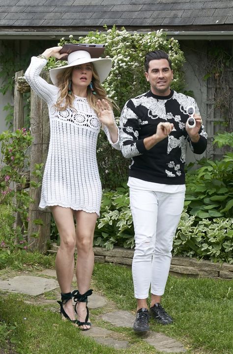 David Rose's Paisley Sweater on Schitt's Creek Alexis And David Schitts Creek Costume, David Rose Sweaters, Schitts Creek Fashion, Shitts Creek Alexis Outfits, Schitts Creek Alexis Outfits, Alexis Rose Style, Alexis Schitts Creek Outfits, Alexis Rose Outfits, Alexis Outfits