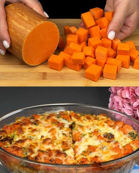 Savory Pumpkin and Minced Meat Bake Stuffed Pumpkin Recipes Meat, Chocolate Balls Recipe, Savory Pumpkin, Rum Cake Recipe, Badge Ideas, Savory Pumpkin Recipes, Cauliflower Soup Recipes, Pumpkin Recipe, Mince Recipes