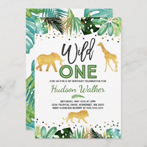 $3.03 | Wild One Birthday Invitation Jungle Animals Party #jungle, safari, jungle birthday, wild animal birthday, tropical, wild one, wild one party, boy 1st birthday, jungle party, jungle animal party Third Birthday Invitations, Fiesta Birthday Invitations, Jungle Animals Party, Wild One Birthday Invitations, Animals Party, Halloween Birthday Invitations, Wild One Birthday, 21st Birthday Invitations, 60th Birthday Invitations