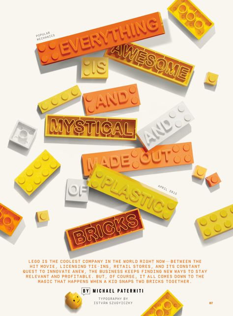 István Szugyiczky is a Hungarian graphic designer graduated at the Academy of Fine Arts with an MA in graphic design. He has since then worked for several design studios and agencies as art director... Lego Banner, Lego Poster, Editorial Design Layout, Lego Room, Popular Mechanics, Event Banner, Graphic Design Lessons, Lego Design, Design Essentials