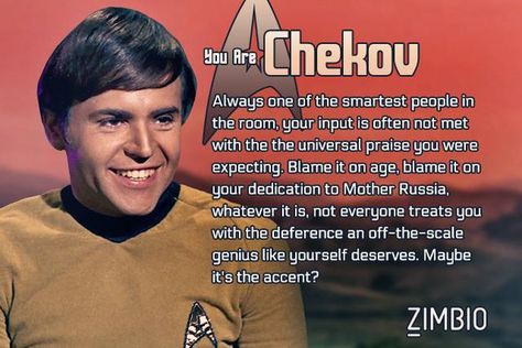 Chekov - Which Original 'Star Trek' Character Are You? - Zimbio Star Trek Chekov, Pavel Chekov, The Originals Tv Show, 1960s Tv Shows, Star Trek Episodes, The Originals Tv, Star Trek Original Series, Star Trek Tv, Star Trek Series