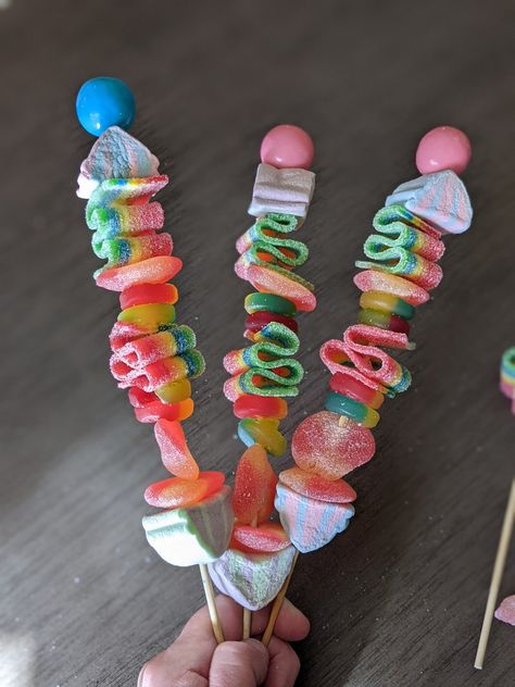 Easter Bbq, Gummy Candy Kabobs, Candy Kabobs, Picnic Snacks, Birthday Sweets, Candy Easter Basket, Lexington Nc, Candy Sticks, Rainbow Candy