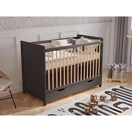 Love For Sleep TOKYO Baby Cot Bed 120x60cm FREE Deluxe Aloe Vera Mattress & Safety Wooden Barrier (Anthracite/Pine) : Amazon.co.uk: Baby Products Wooden Baby Cot, Baby Cot Bed, Bed Guard, Mattress Base, Baby Cot Bedding, Cot Mattress, Cot Sheets, Toddler Beds, Cot Bed