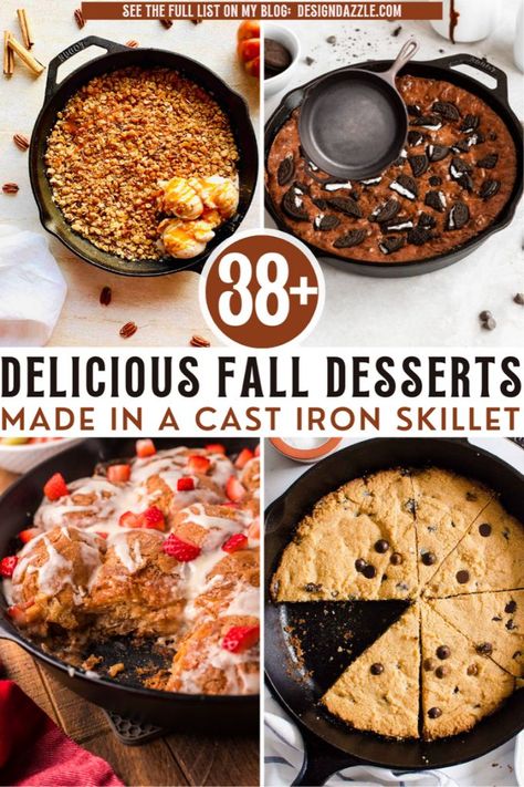 Here are 38 of our favorite fall skillet desserts! Cast Iron Dessert Recipes, Iron Skillet Desserts, Cast Iron Skillet Desserts, Skillet Dessert Recipes, Skillet Dessert, Skillet Desserts, Iron Skillet Recipes, Cast Iron Skillet Recipes, Foodie Friends