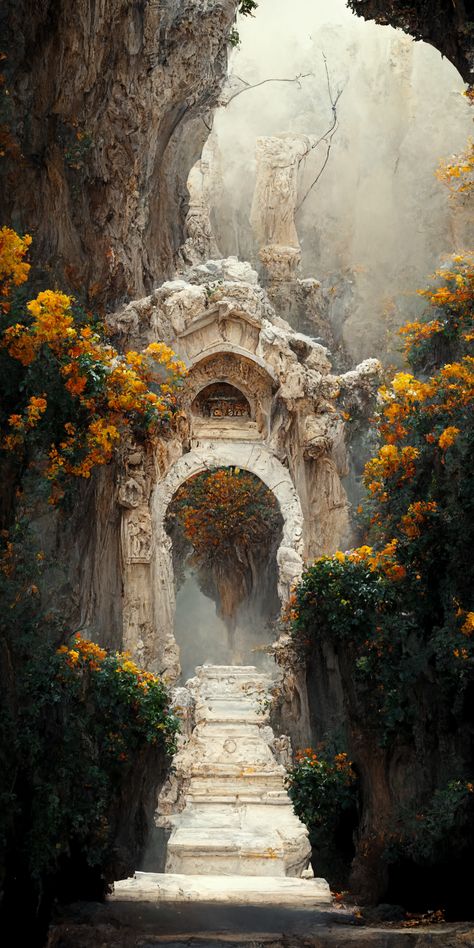 Midjourney prompt: entrance to Mount Olympus:: greece:: - PromptHero Greek Mythology Mount Olympus, Olympus Concept Art, Mount Olympus Art, Mount Olympus Aesthetic, Metamorphosis Design, Olympus Aesthetic, Mount Olympus Greece, Minecraft Reference, Ring Dance