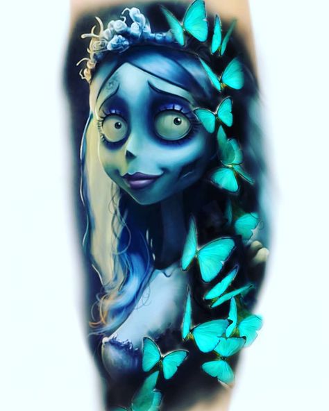 Corpse Bride Tattoo Design, Corpse Bride Tattoo Ideas, Tim Burton Tattoo Ideas, A Corpse Bride, Birmingham Tattoo, Corpse Bride Tattoo, Corpse Bride Art, Cool Nature Tattoos, Tattoo Cafe