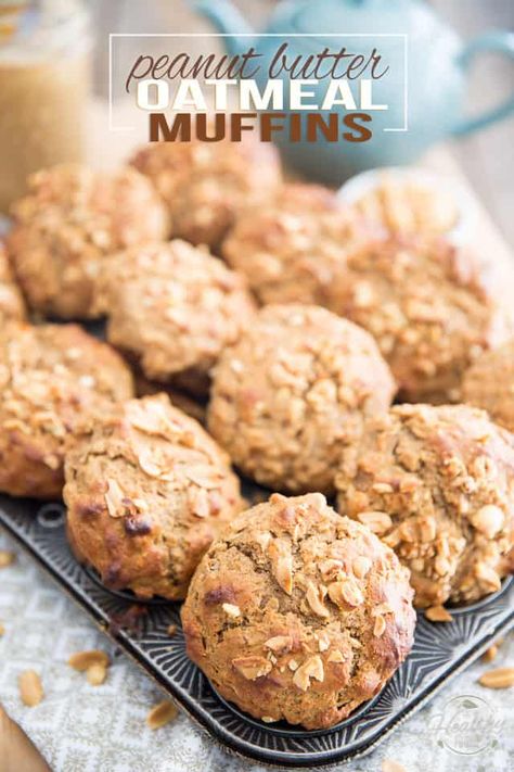 Peanut Butter Oatmeal Muffins, Butter Muffins, Peanut Butter Muffins, Peanut Butter Bread, Applesauce Muffins, Peanut Butter Oats, Peanut Butter Roll, Oat Muffins, Healthy Muffin Recipes