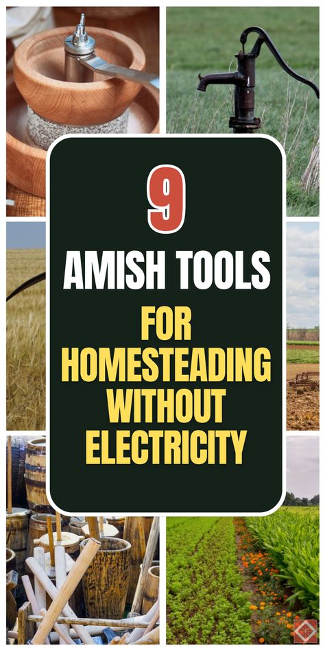 Discover 9 Amish tools designed for a world without electricity. Perfect for homesteading and off-grid living, these tools are essential for self-sufficiency. Save this pin for later and learn how to embrace a power-free lifestyle. Click to explore these traditional Amish tools! How To Live Like The Amish, Amish Lifestyle Ideas, Off Grid Living Self Sufficient Diy Projects, Amish Garden Layout, How To Live Off The Grid, Amish Tools, Wooded Homestead, Homeless Hacks, Off Grid Electricity