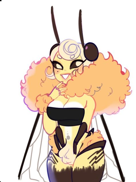 Bee Oc Art, Hazbin Hotel Moth Oc, Hazbin Hotel Oc Ideas, Hazbin Hotel Ocs, Bee Oc, Hybrid Art, Swag Art, Alien Art, Beautiful Dark Art