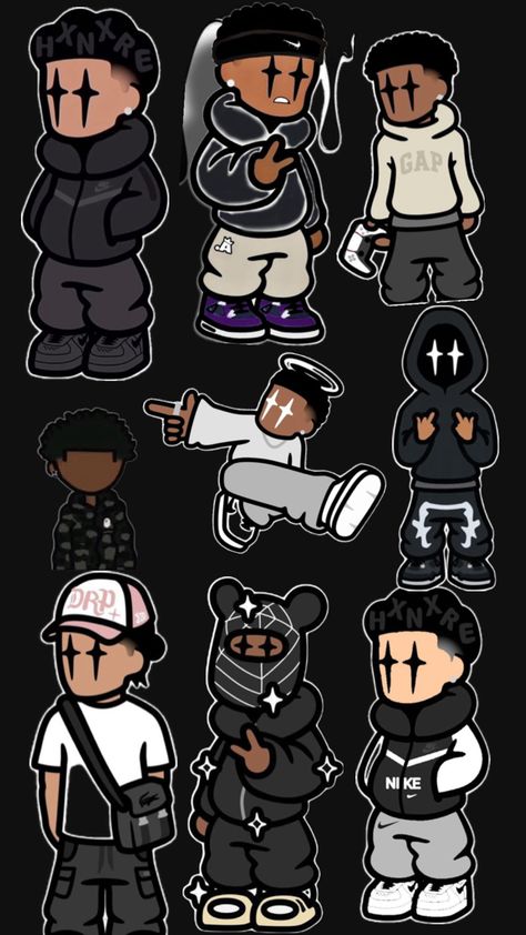 Swag Boys Cartoon, Bape Cartoon, Cool Cartoon Drawings, Easy Graffiti, Easy Graffiti Drawings, Black Anime Guy, Nike Art, $b Wallpaper, Spiderman Drawing