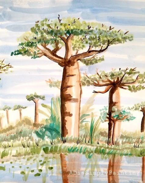 Baobab Tree Drawing, Baobab Tree Painting, Baobab Tree Silhouette, Baobab Tree Black And White, Fruit Sketch, Baobab Tree, Oil Pastel Drawings, Oil Pastel Art, Tree Oil